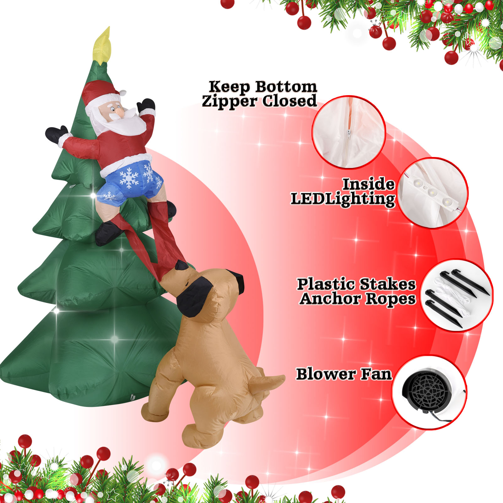 크리스마스 산타클로스가 나무를 오르는 불빛이 있는 야외 - Bonsai Garden Ornaments 리뷰 및 가격