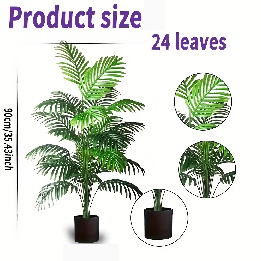 24잎 아레카야자 인조 식물 나무 화분 플라스틱 녹색  - Bonsai Garden Accessories 리뷰 및 가격