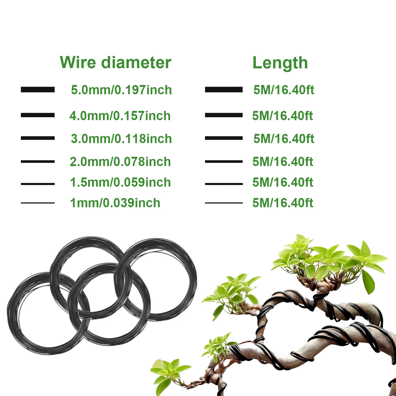 1pcs 분재 와이어 6가지 크기의 양극 처리된 알루미 - Bonsai Garden Accessories 리뷰 및 가격