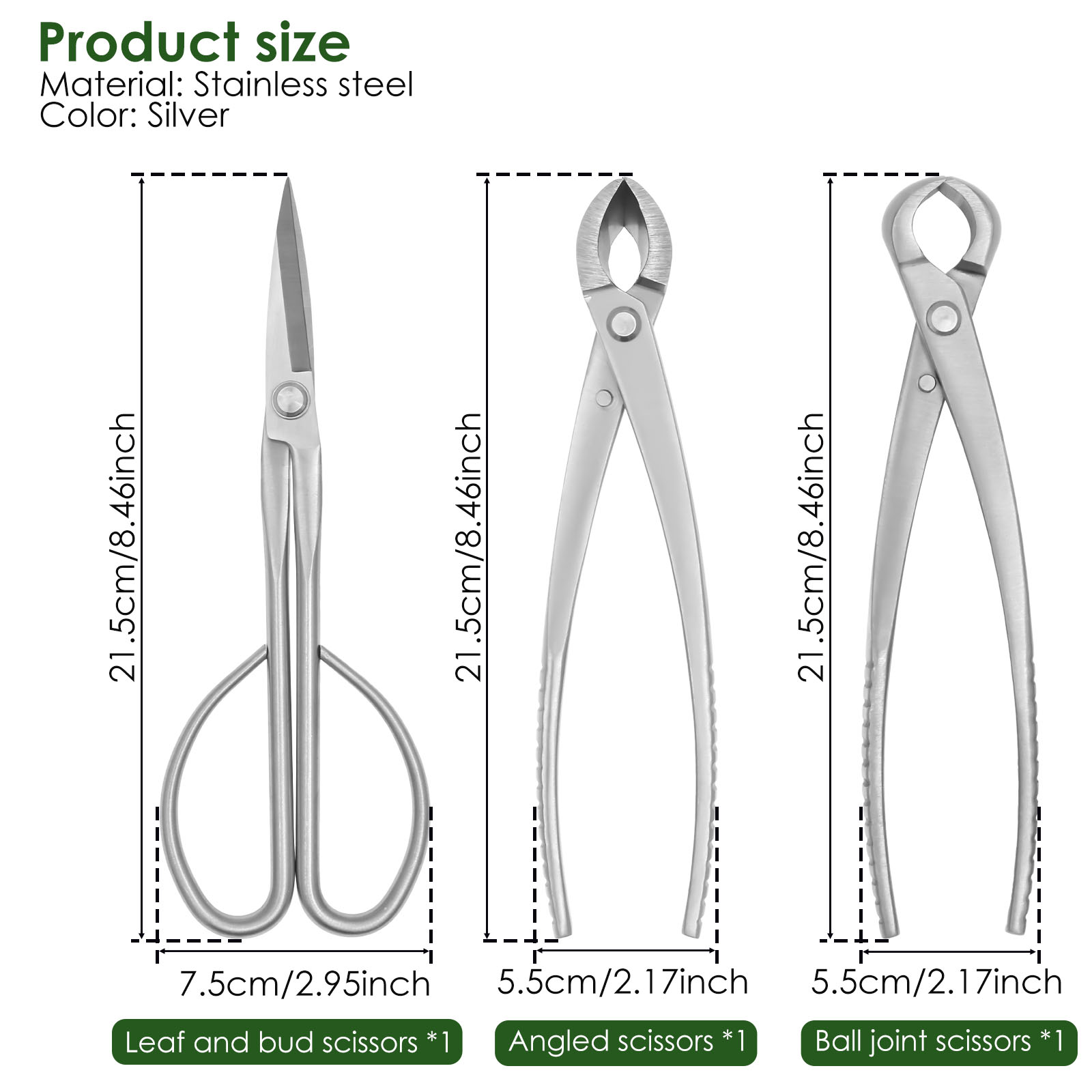 손잡이가 있는 3종 분재 도구 세트, 오목형 커터, 잎 - Bonsai Tool Set 리뷰 및 가격